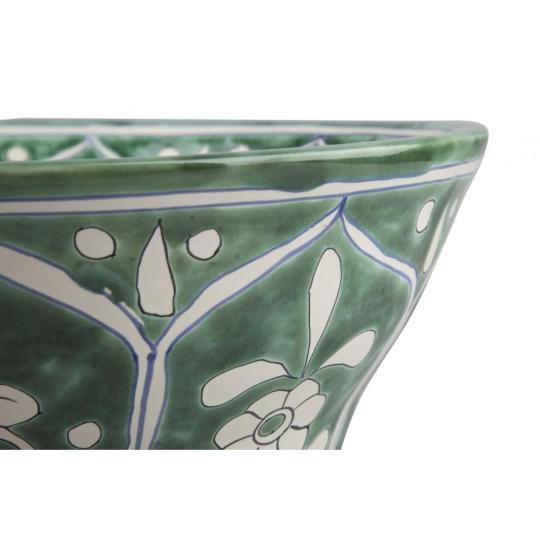 zeleny vzorovany keramicky vysoky umyvadlovy stol leskly kvetinovy hlboky drez kupelna umyvadlo rucne vyrobeny taliansky toskansky modry dekor kuchyna renovacia bateria kupelna stredomorska country vintage shabby chic mexicka.jpg